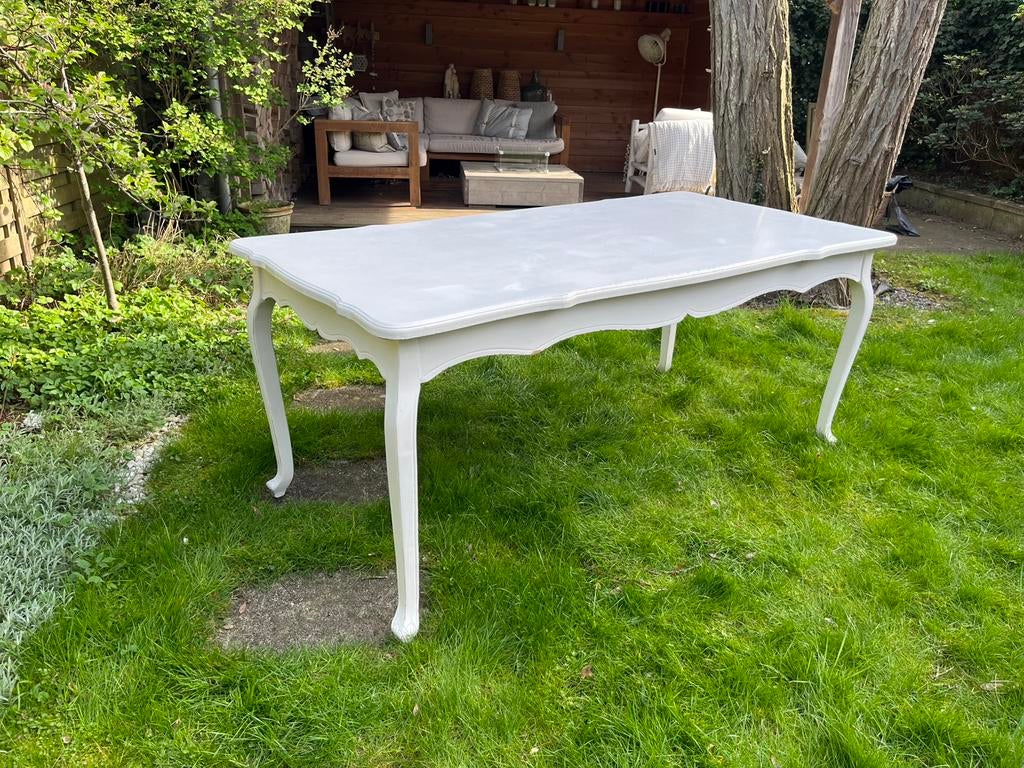 Brocante eettafel wit, Huis en Inrichting, Tafels | Eettafels, Ophalen, Gebruikt, 50 tot 100 cm, Vijf personen of meer