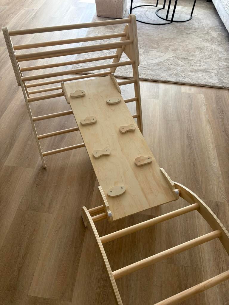 Montessori Indoor speelset: 7-in-1 klimrek met glijbaan