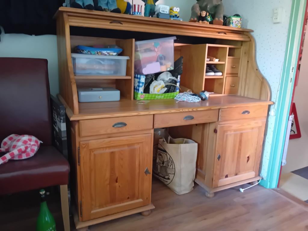 Houten secretaire met rolluik, Ophalen of Verzenden, Gebruikt, Klassiek