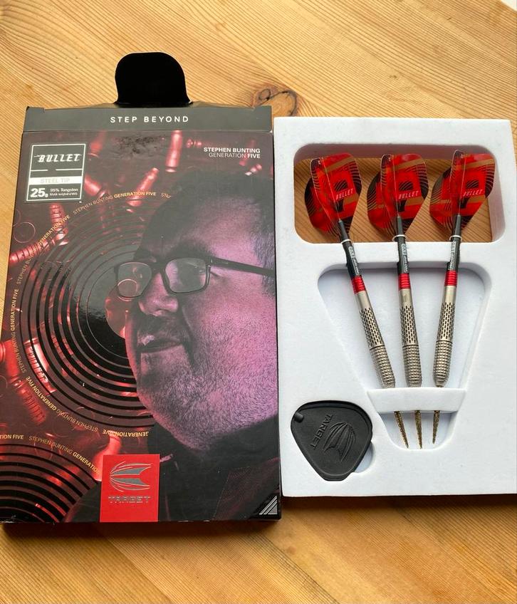 Target Stephen Bunting Gen 5 Swiss Point 95% 25g + K-Flex, Sport en Fitness, Darts, Zo goed als nieuw, Pijlen, Ophalen of Verzenden