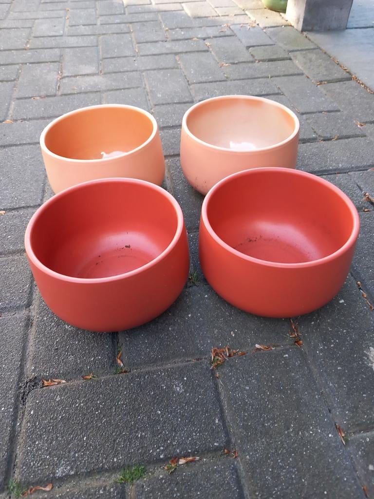 4x bloempot, Tuin en Terras, Bloempotten, Ophalen, Nieuw, Rond, Aardewerk