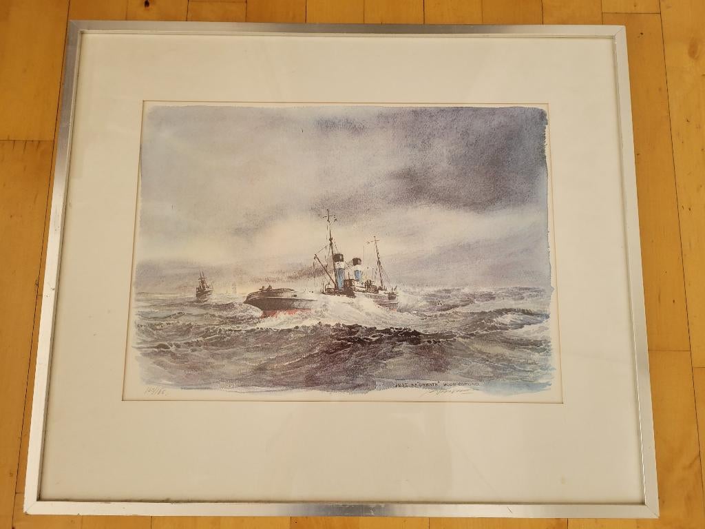 Aquarel de stranding van SS Drenthe, Antiek en Kunst, Ophalen of Verzenden