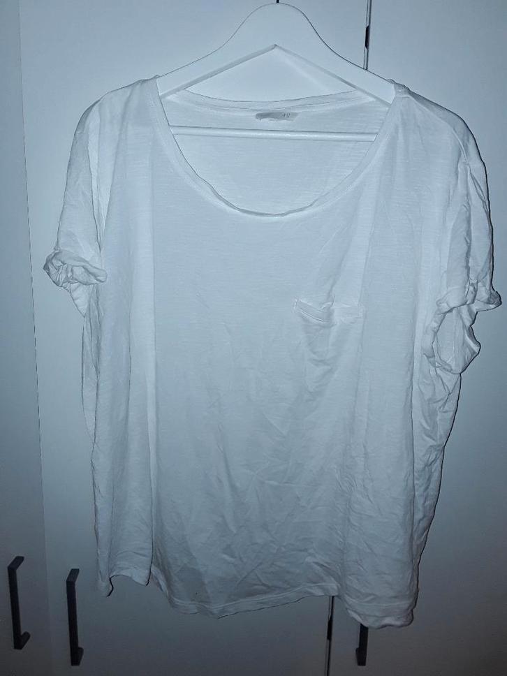 H&M Basic Wit T-shirt Met Zakje Maat XL, Kleding | Dames, T-shirts, Zo goed als nieuw, Maat 46/48 (XL) of groter, Wit, Korte mouw