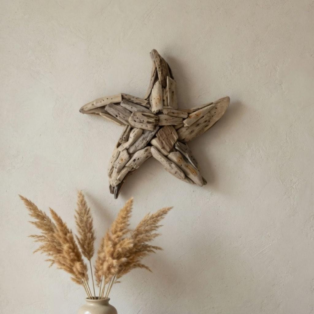 Drijfhout ster wanddecoratie, 30 cm, Boho, Info@desert-rose.nl, Natuurlijk materiaal