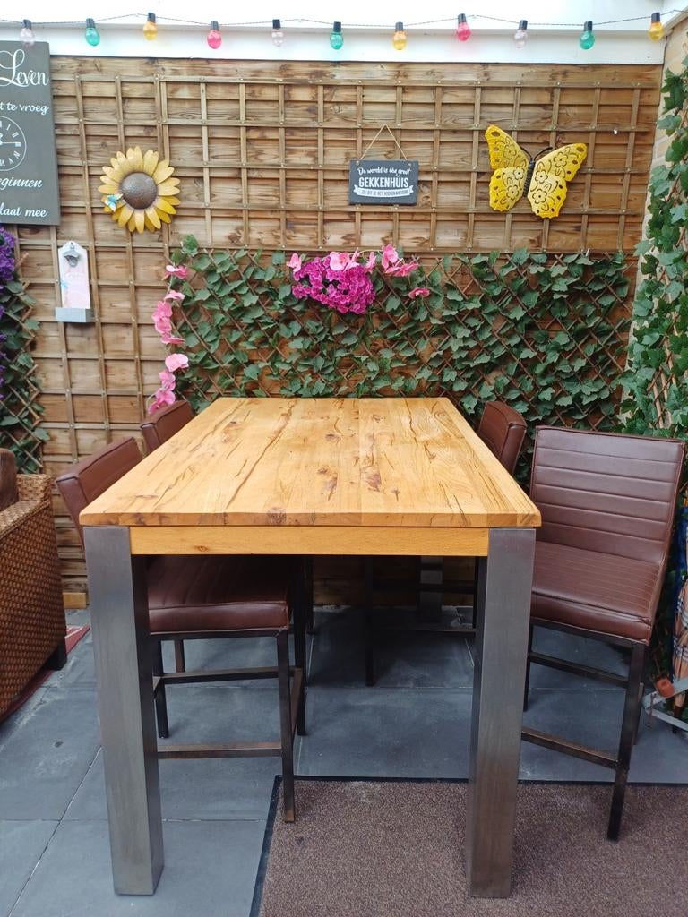Hele mooie hoge Bar/tafel, 93 cm hoog met rvs poten, Tuin en Terras, Tuinsets en Loungesets, Ophalen