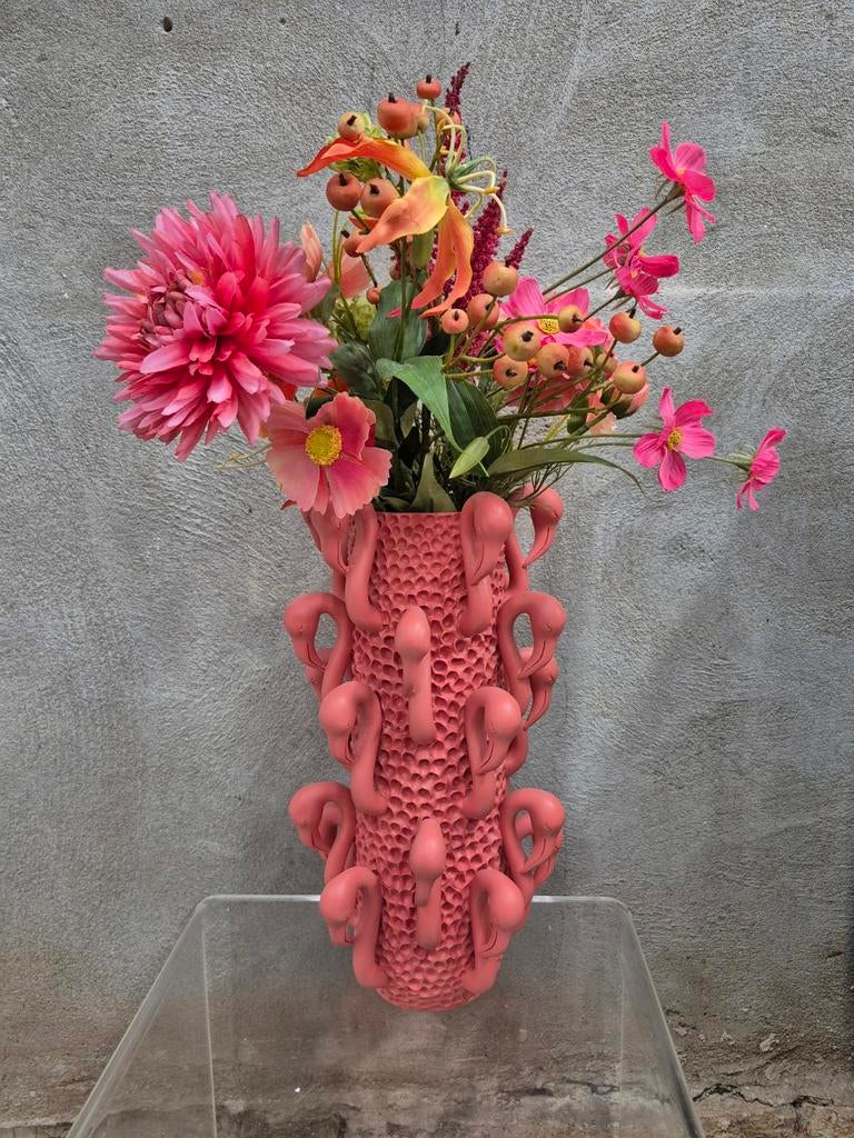 Light & Living xl Vaas FLAMINGO - Ø22x39cm - Roze, Huis en Inrichting, Woonaccessoires | Vazen, Kunststof, Overige kleuren, Ophalen of Verzenden