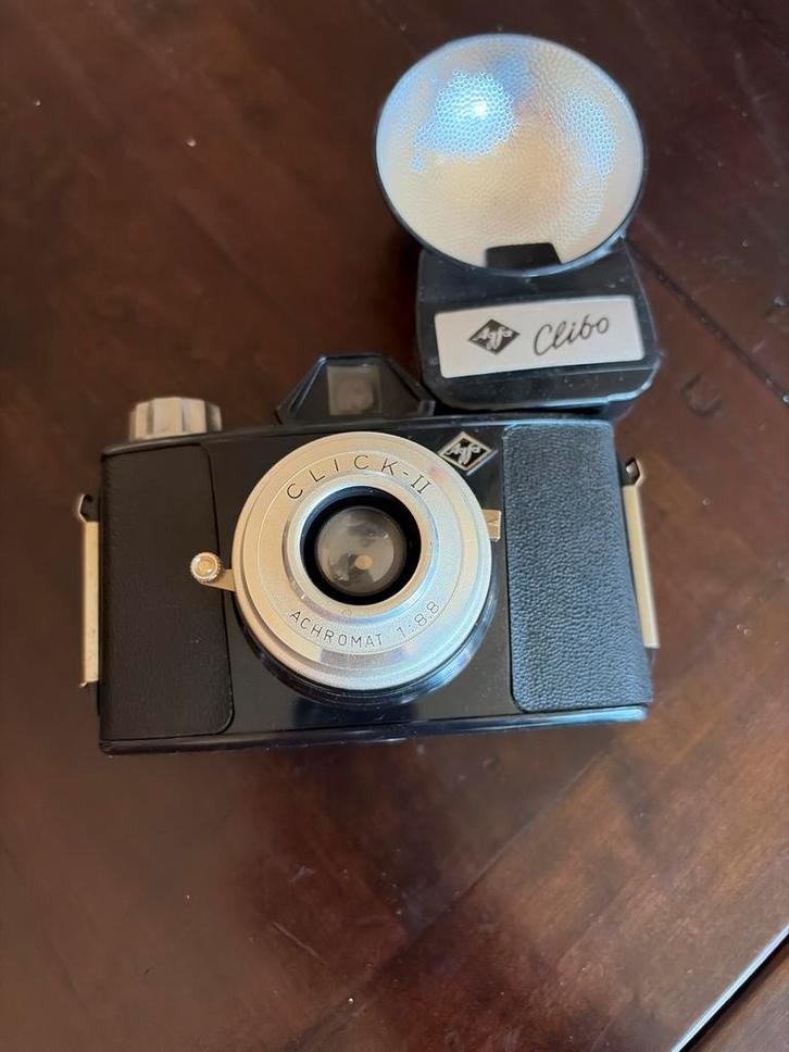 Agfa Click II camera met Agfa Clibo flitser, Audio, Tv en Foto, Fotocamera's Analoog, Gebruikt, Compact, Overige Merken, Ophalen of Verzenden