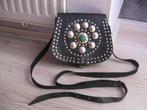 ZWART LEREN western tas met studs en ornamentje als nieuw, Ophalen of Verzenden, Zo goed als nieuw, Zwart, Overige typen