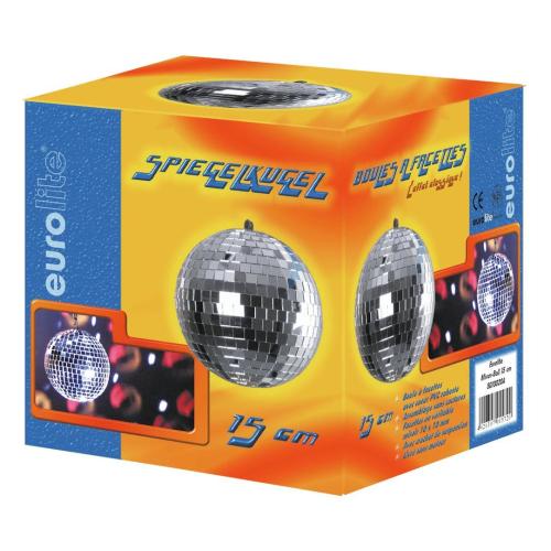 EUROLITE Mirror Ball 15cm Spiegelbol Zilver, Geluidgestuurd, ., Discobol, Nieuw