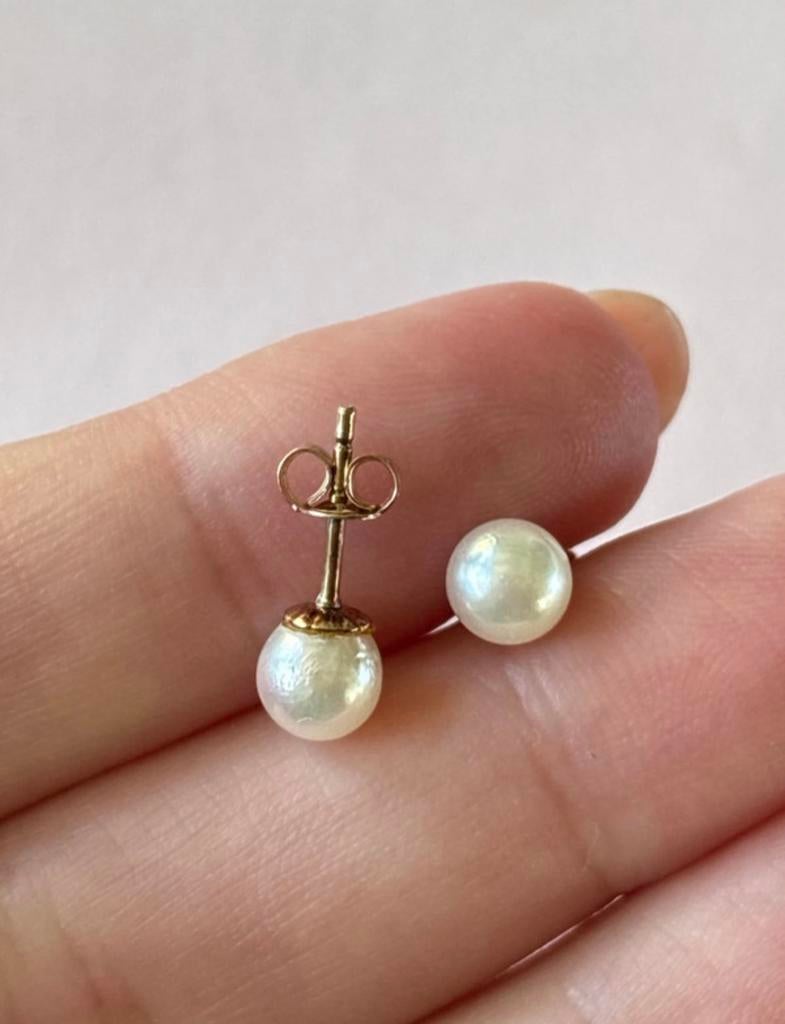 Vintage 9 karaat gouden parel oorstekers, Sieraden, Tassen en Uiterlijk, Antieke sieraden, Verzenden, Goud, Oorbellen