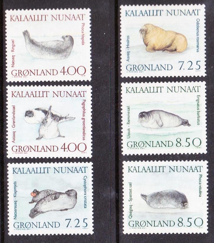 Groenland 1991 pf mi 211 - 216 zeehonden, Postzegels en Munten, Postzegels | Europa | Scandinavië, Postfris, Denemarken, Verzenden