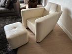 Prachtige creme / witte leren fauteuil van Linteloo., Ophalen, 100 tot 125 cm, Leer, Zo goed als nieuw