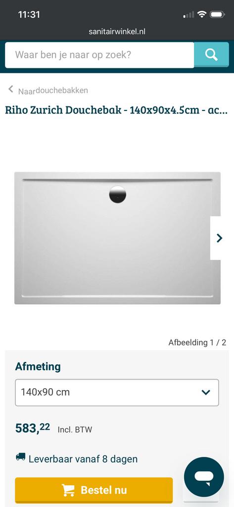 Riho - Zurich Douche bak - nieuw in doos!!, Ophalen, Nieuw