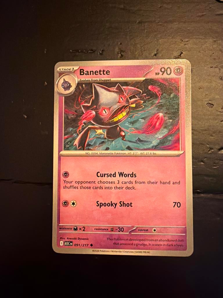 Banette 091/217 - Pokémon kaart, Ophalen of Verzenden, Zo goed als nieuw, Losse kaart