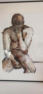 Naakte  man schilderij afm 50x60cm inkttekening prijs €30 e, Ophalen