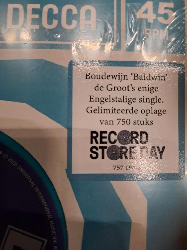 Rsd record store day.  Boudewijn de Groot Baldwin, Cd's en Dvd's, Vinyl Singles, Nieuw in verpakking, Nederlandstalig, Ophalen of Verzenden