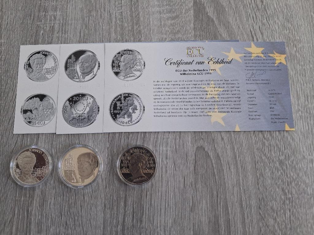 Zilveren ECU's, Postzegels en Munten, Munten | Europa | Euromunten, Zilver, Overige landen, Losse munt, Overige waardes