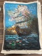 Zeilboot | Schilderij | Semi-abstract + impasto, Ophalen of Verzenden