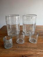 Set van 5 bubbelglas/flakes robuust glazen windlichten, Huis en Inrichting, Woonaccessoires | Kandelaars en Kaarsen, Overige materialen