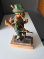Vintage Houten Jager Beeldje met Geweer en Pijp, Ophalen of Verzenden