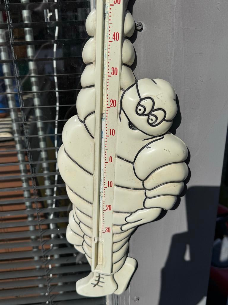 Vintage Michelin Bibendum Thermometer - Buiten/Binnen, Reclamebord, Gebruikt, ., Ophalen of Verzenden