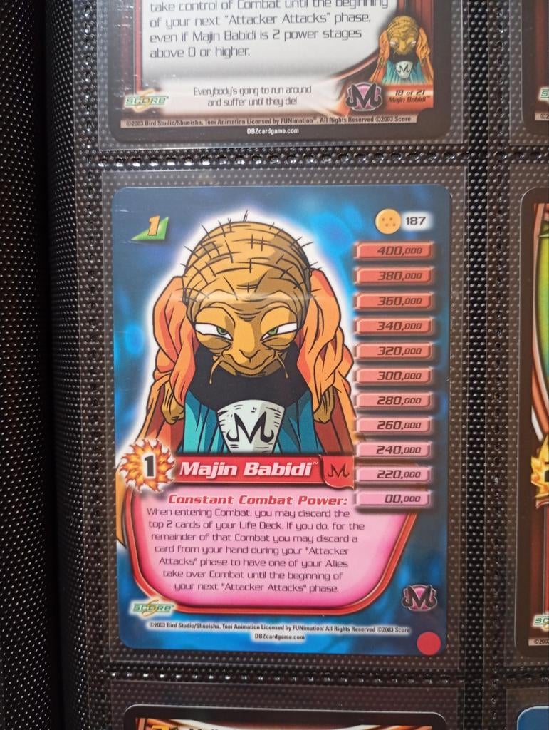 Dragonball Z Score Buu Saga Majin Babidi Personality Set, Ophalen of Verzenden, Zo goed als nieuw, Meerdere kaarten, Foil