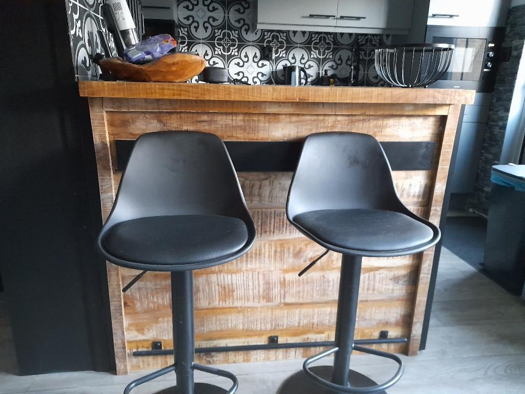 Barkruk 2x, Huis en Inrichting, Barkrukken, Ophalen, Kunststof, In hoogte verstelbaar, 60 tot 90 cm