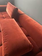 Comfortabele 3-persoonsbank in terracotta stof, Huis en Inrichting, Ophalen, Driepersoons, 75 tot 100 cm, Zo goed als nieuw