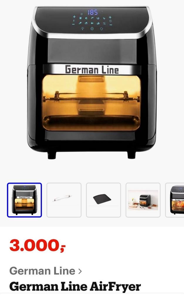 German Line Airfryer - Multifunctionele Heteluchtfriteuse, Ophalen of Verzenden, Nieuw, Airfryer XXL, 1000 t/m 1499 gram