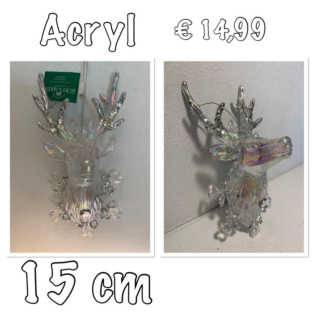 Acryl hert 15 cm Nieuw, Diversen, Kerst, Ophalen of Verzenden, Nieuw