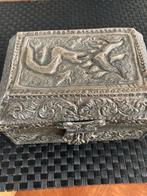 Verzilverd kistje met draak, 14x10 cm, Ophalen of Verzenden