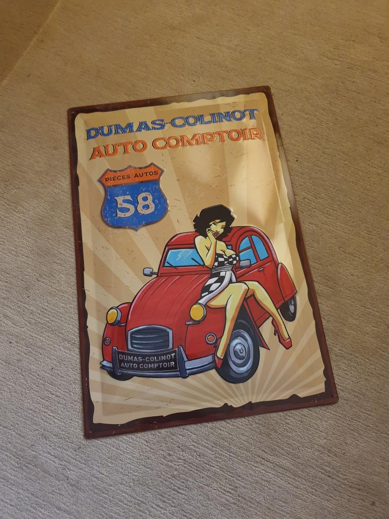 Metalen Plaat Citroën 2CV - Retro Pin-up Kunst, Auto diversen, Ophalen of Verzenden