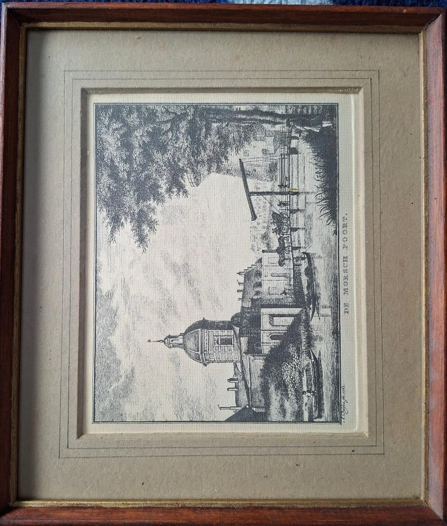 Schilderij Gravure Morschpoort Leiden, Ophalen of Verzenden, Utrecht