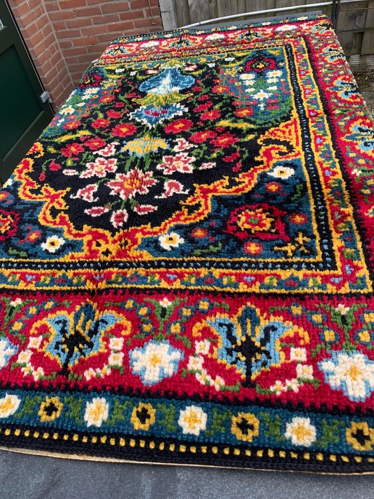 Vintage Moldavisch roze kelimtapijt: handgeweven wol, Huis en Inrichting, Zo goed als nieuw, 150 tot 200 cm, Rechthoekig, 50 tot 100 cm
