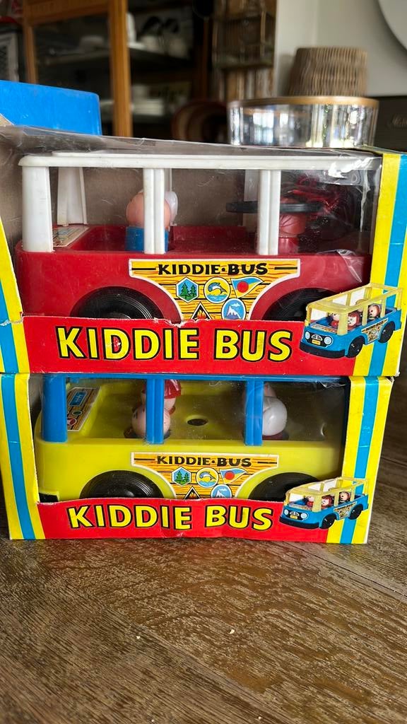 Kiddie Bus made in Hong Kong Vintage speelgoed 2-stuks, Antiek en Kunst, Antiek | Speelgoed, Ophalen of Verzenden