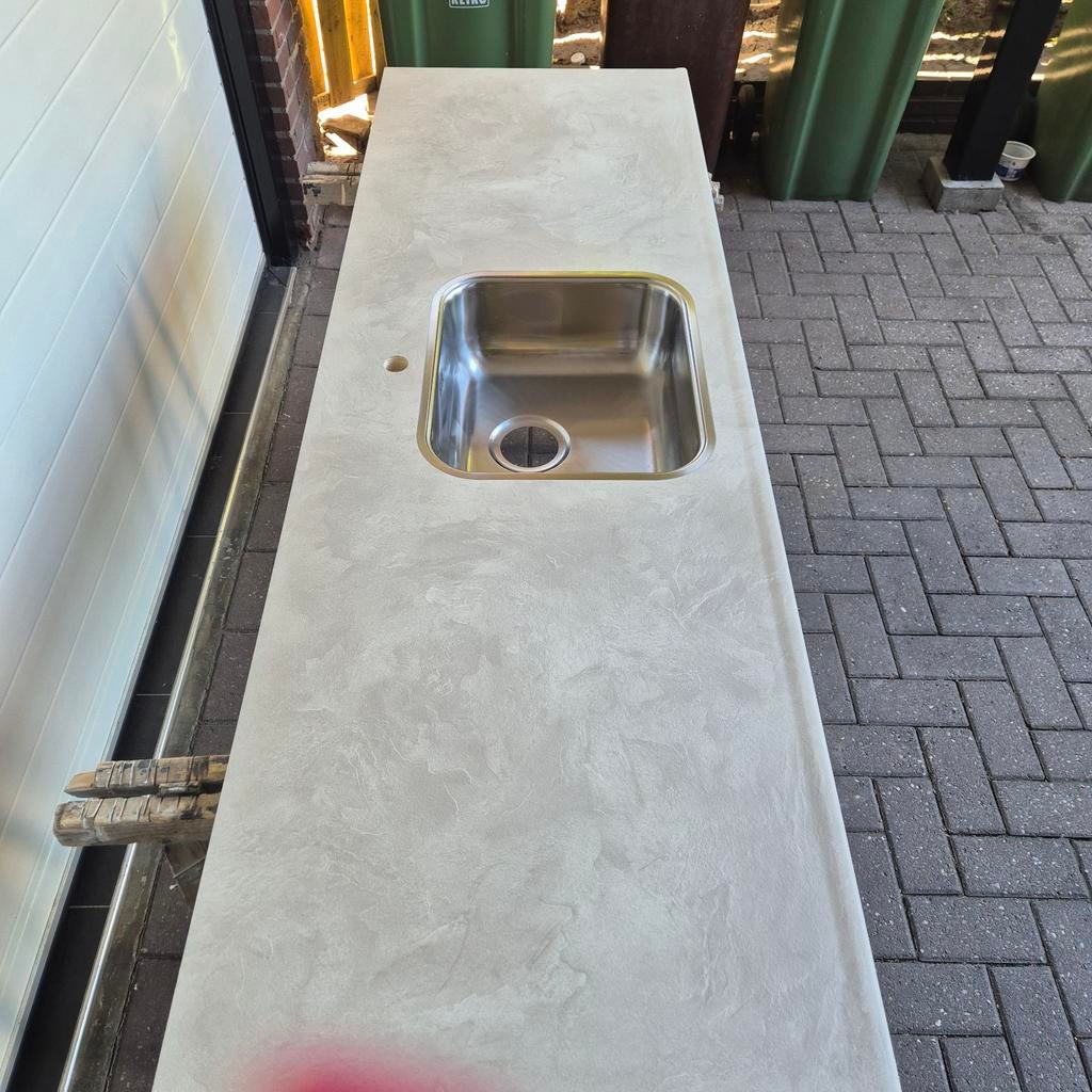 Multiplex aanrechtblad met ingebouwde spoelbak, Huis en Inrichting, Keuken | Keukenelementen, Ophalen, Nieuw, 200 cm of meer, Minder dan 100 cm