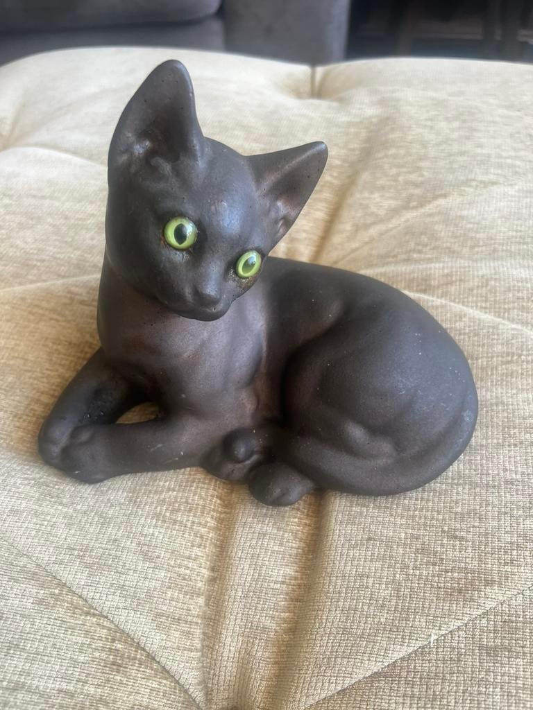 Zwaar Vintage Katten Beeldje., Verzamelen, Beelden en Beeldjes, Zo goed als nieuw, Dier, Ophalen of Verzenden