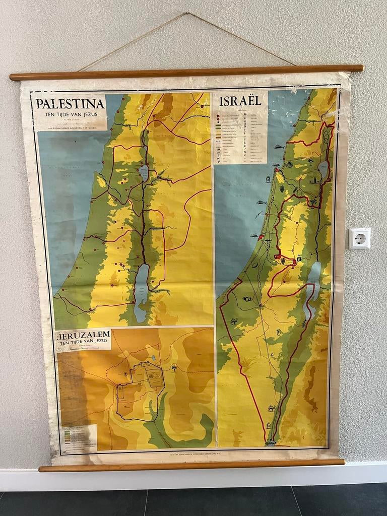 Historische kaart Palestina en Israël ten tijde van Jezus, Boeken, Atlassen en Landkaarten, Overige gebieden, Landkaart, 1800 tot 2000