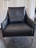 Z.g.a.n. zwart leren comfortable fauteuil, Ophalen, 75 tot 100 cm, 50 tot 75 cm