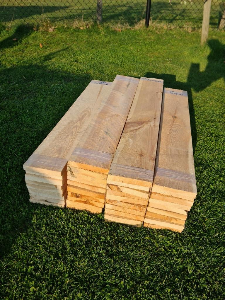 Aanbieding: partij van 38 douglas planken, Doe-het-zelf en Verbouw, Hout en Planken, Ophalen, Minder dan 25 mm, Nieuw, Plank