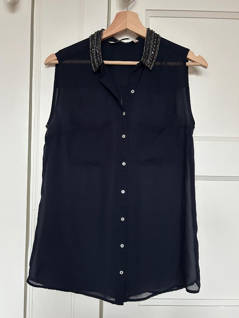Mouwloze blouse Zara - mt S, Blauw, Zara, Ophalen of Verzenden, Zo goed als nieuw