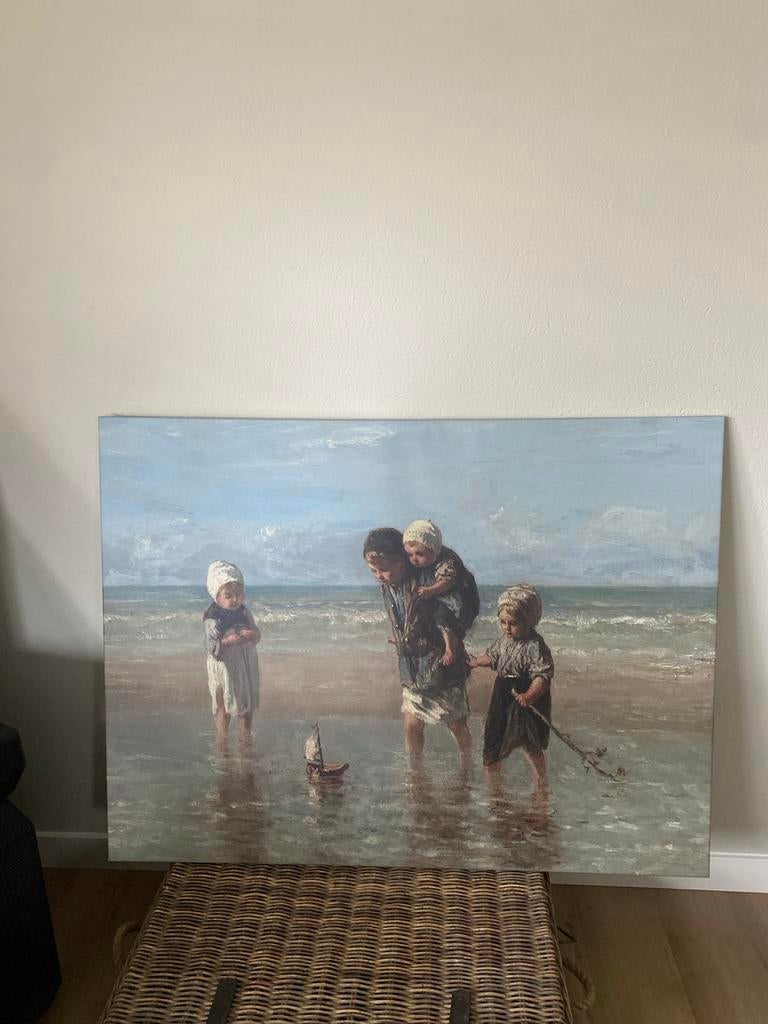 Schilderij 'Kinderen der Zee' van Jozef Israëls (120x90), Ophalen of Verzenden