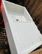 Vintage witte gootsteen met afdruipgedeelte, Doe-het-zelf en Verbouw, Sanitair, Ophalen, Wastafel