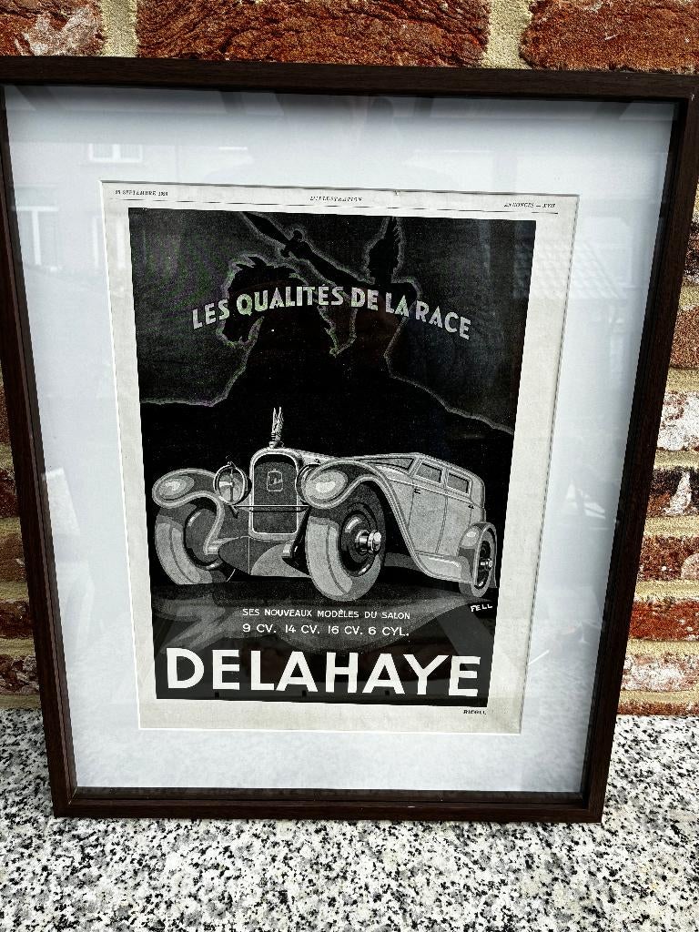 originele reclame Delhaye 1929 ,oldtimer, Ophalen of Verzenden, Gebruikt, Reclamebord