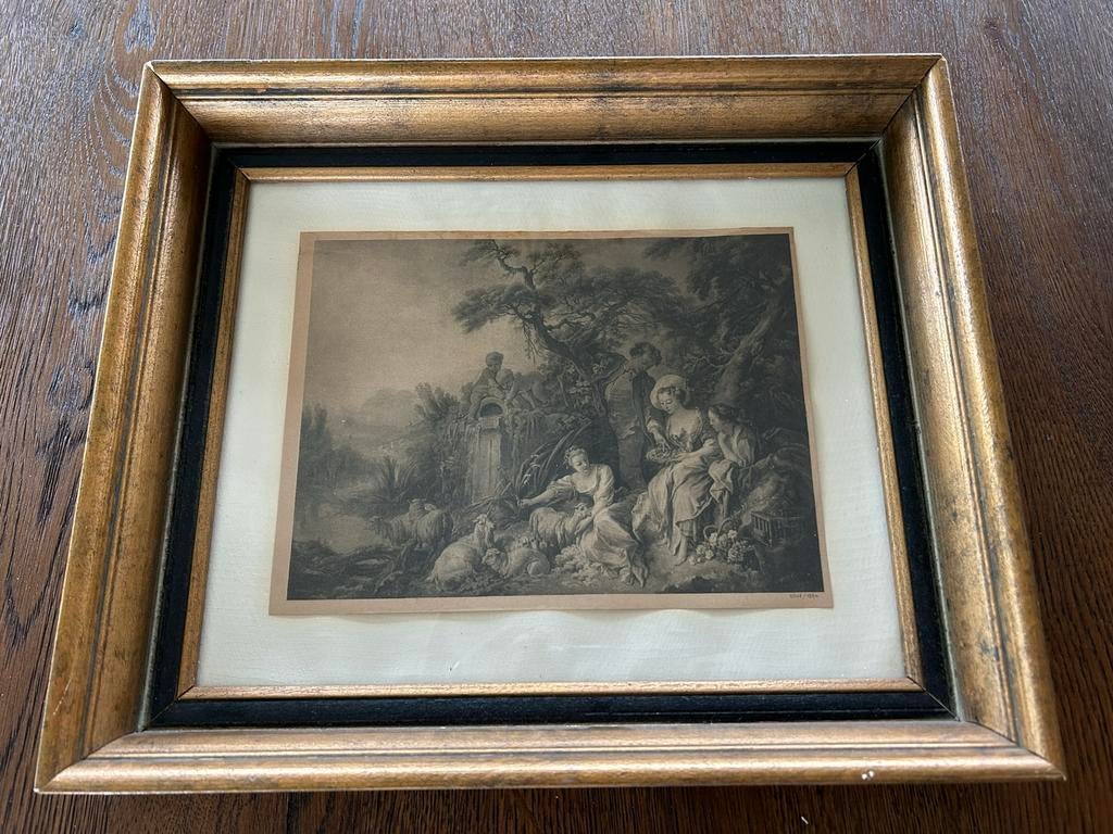 François Boucher prent, schilderij, tekening in mooie lijst, Antiek en Kunst, Ophalen of Verzenden