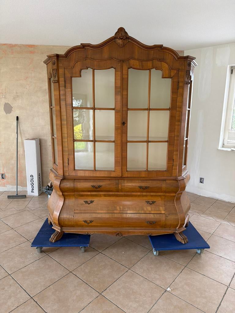 Antieke Vitrinekast / Pronkkast Barok Stijl Hout Glas, Antiek en Kunst, Ophalen