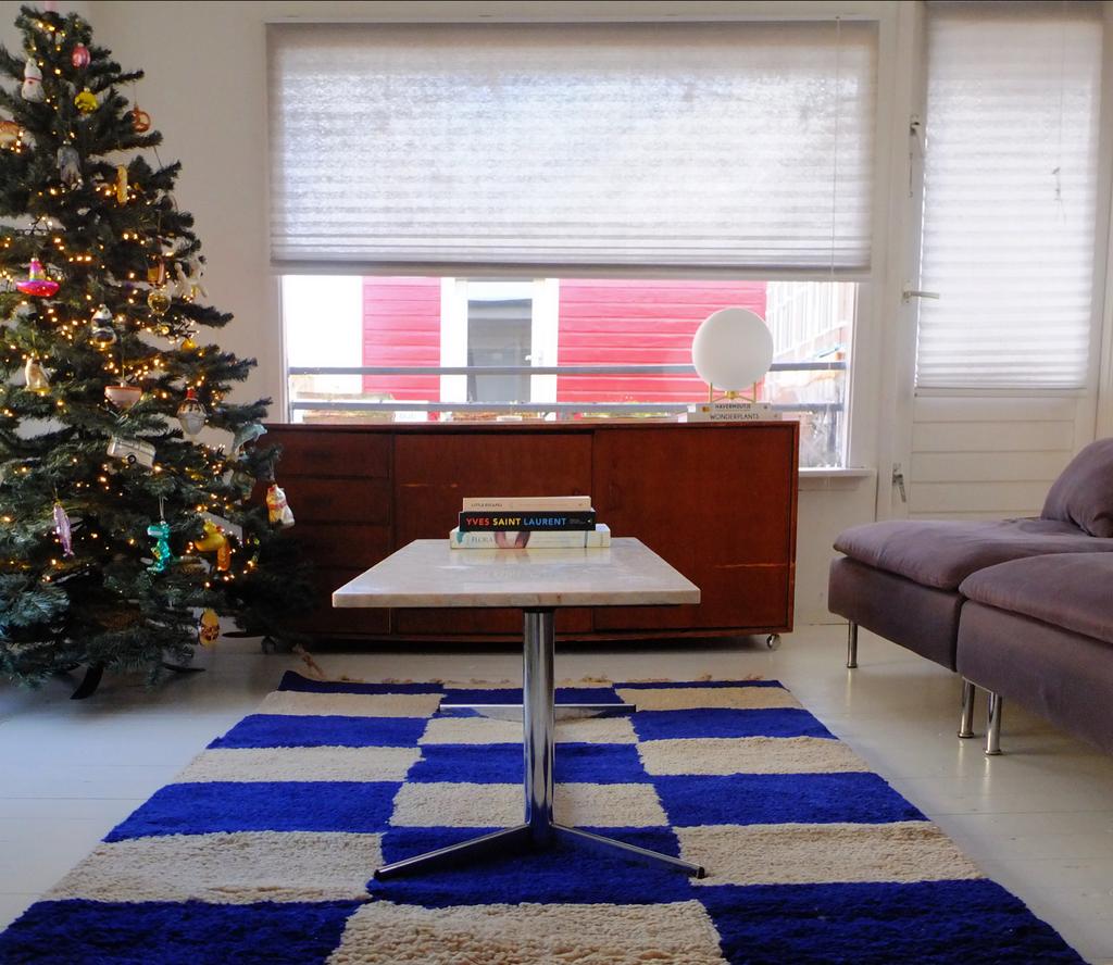 Ferm living marokkaans kleed Mara 120x180cm, Ophalen, 100 tot 150 cm, Blauw, Zo goed als nieuw