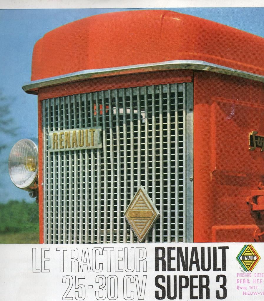 originele oude folder Renault super 3 tractor, Ophalen of Verzenden, Gelezen