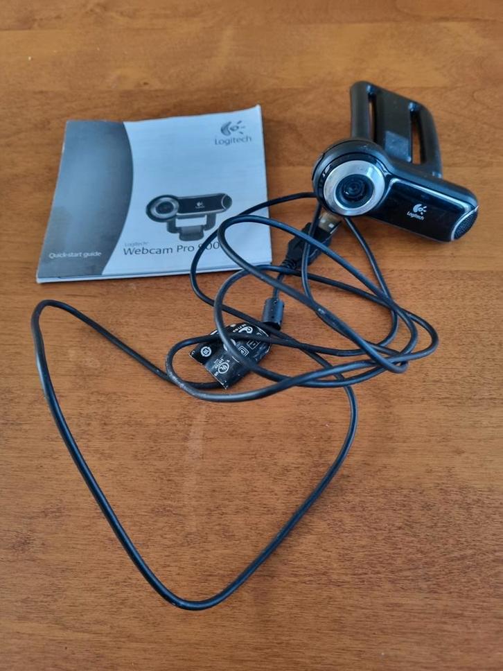 Logitech Webcam Pro 9000 -, Computers en Software, Webcams, Gebruikt, Bedraad, MacOS, Windows, Monitorclip, Microfoon, Ophalen of Verzenden