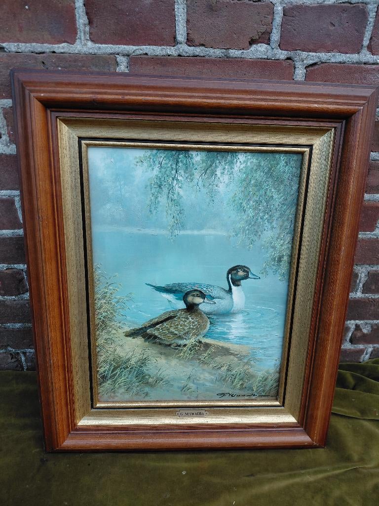 Schilderij 2 eenden op de plas., Verzenden